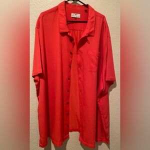 Harbor Bay Men's Short Sleeve Button-Down Shirt - Red Orange